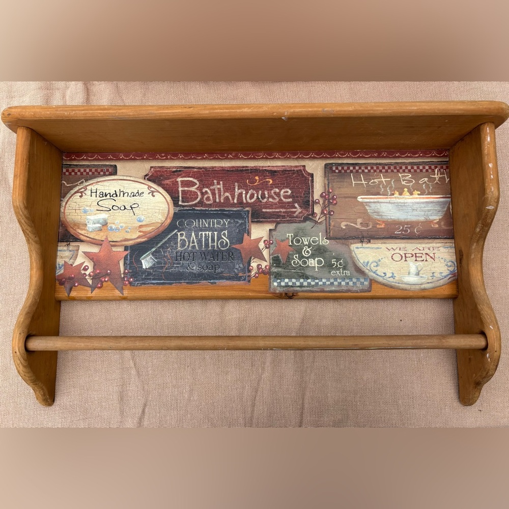 Bathhouse Wall Art Shelf- Beige and Brown